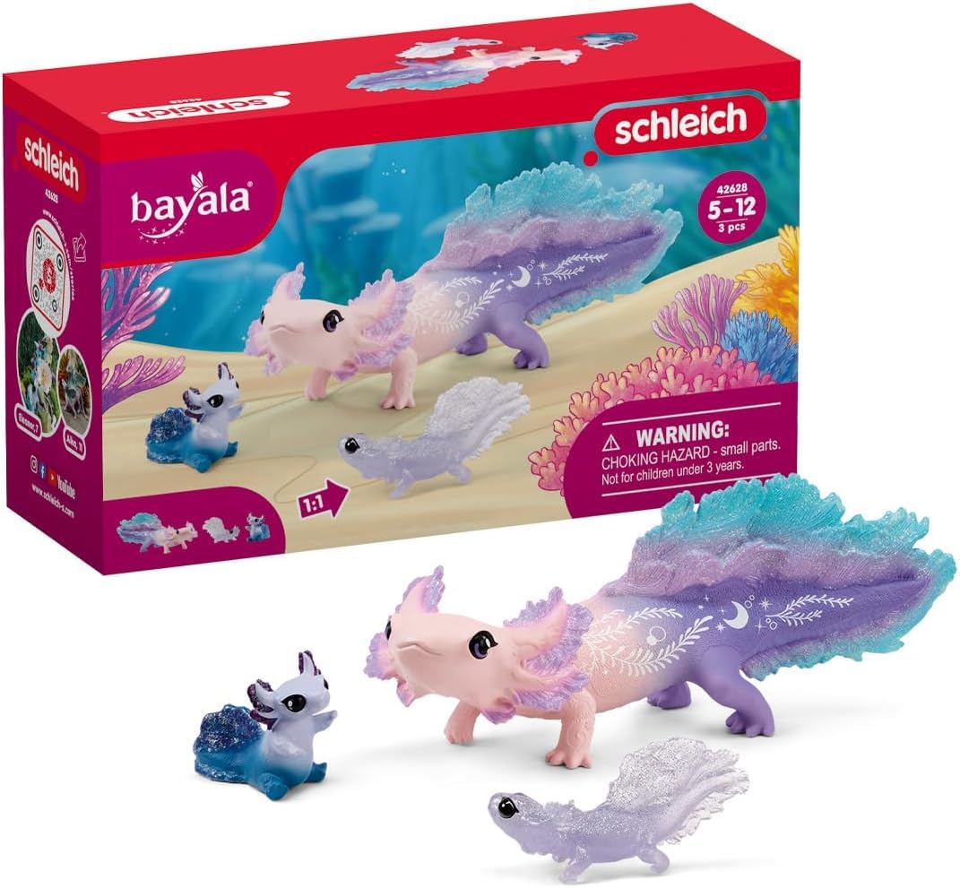 

Schleich Игрушки Саламандра Аксолотль для девочек и Игровой набор для открытий Аксолотль с Мамой и Эпохи bayala, Набор из 3 предметов. Мальчики, Младенцы,
