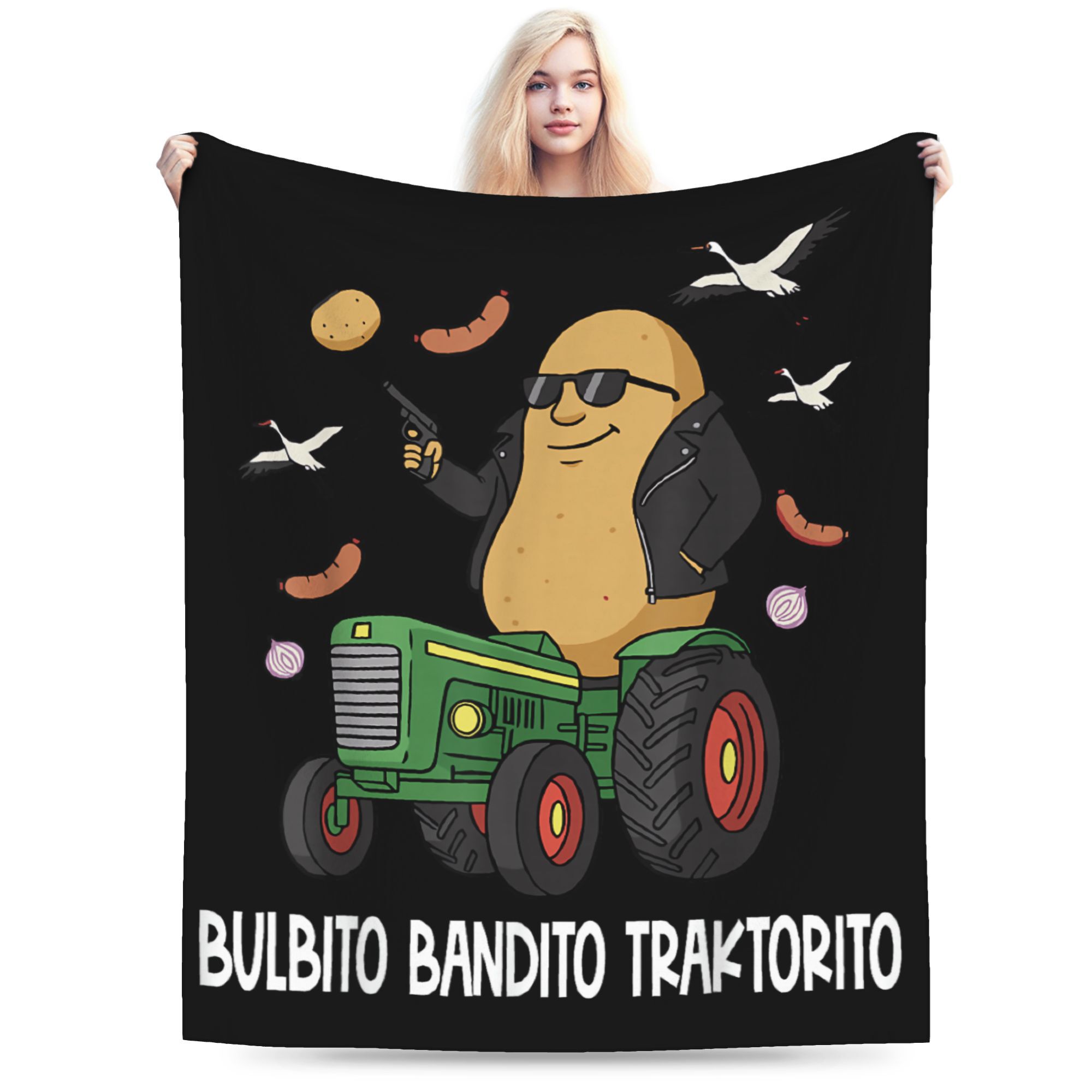 

Italian Brainrot Bulbito Bandito pattern Flannel printed blanket suitable for all seasons for living room office sofa and travel 75x90cm28x39in