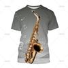 Saxophone Jazz Music T Shirt For Women 3D Print Summer Casual Round Neck Hip Hop T-shirt Short Sleeves Tops Tee Clothes