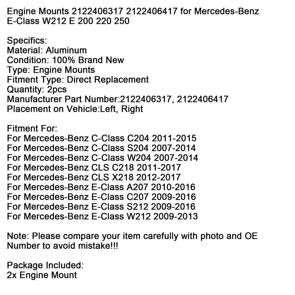 2x Left + Right Engine Mounts for Mercedes-Benz E-Class W212 E 200 220 250