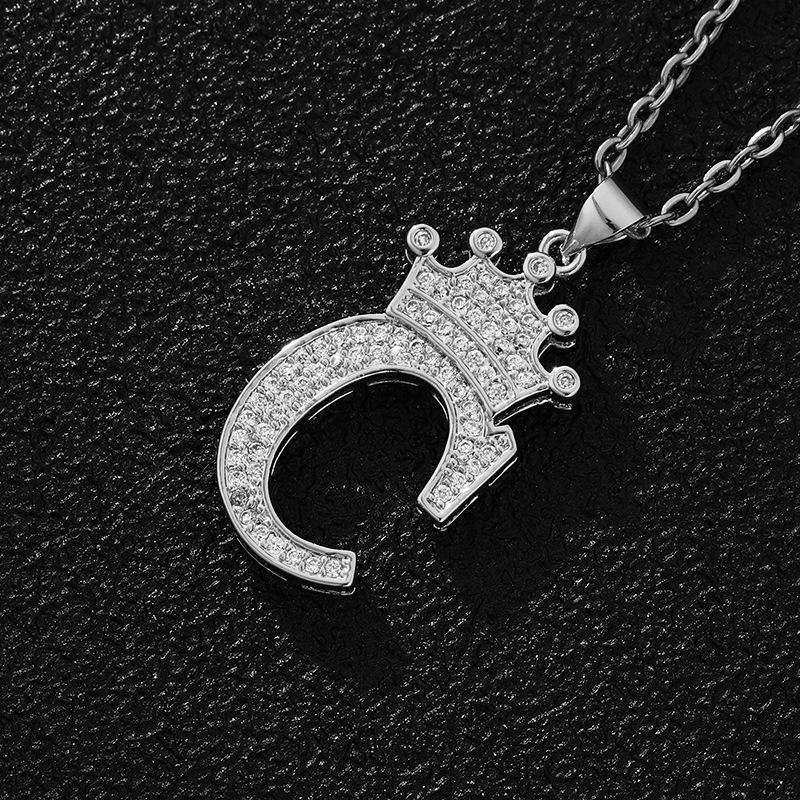 Fashion Luxury A-Z Crown Alphabet Pendant Chain Necklace Punk Style Lucky Initial Name  Best Party Wedding Birthday Gift