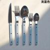 Französisches Vintage milchweißes Retro-Messer, Gabel, Gabel Butterlöffel 4-teiliges Set Haushalts-Steak-Geschirr Edelstahl-Geschirr