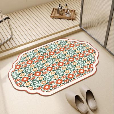 Modern Simple Flower Diatom Mud Floor Mat Household Bathroom Door Non-Slip Easy To Take Care Of Floor Mat Toilet Dirt-Resistant Floor Mat