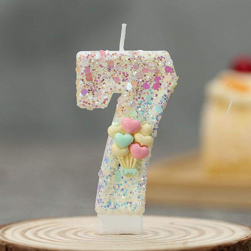 Single Number Birthday Candle 0-9 Glitter Design Cake Decoration for Children Baking Party Supplies