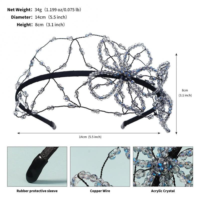 

Pure Handmade Beaded Butterfly Headband Women s Light Luxury Mesh Knitted Crystal Hair Ornaments Bridal Headwear