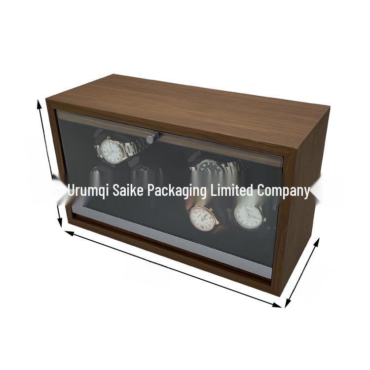 In-Stock Black Walnut 6-Watch Automatic Winder - 2 Sets of 3-Watch Electric Mechanical Winders.