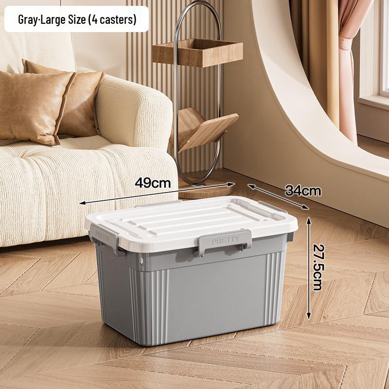 Extra Large Plastic Storage Box with Wheels for Toys, Snacks, Clothes - Thickened Container for Living Room & Bedroom