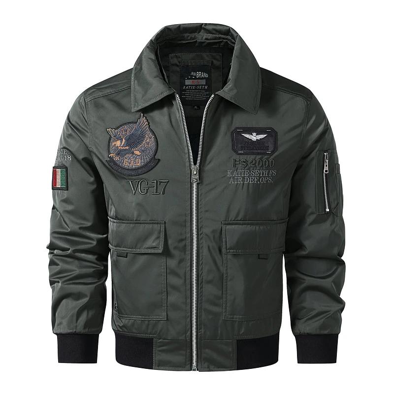 Military Air Force Flight Jacket Men's Tactical Bomber Jacket Fur Collar Army Combat Jacket Pockets Zipper Cargo Jacket Men