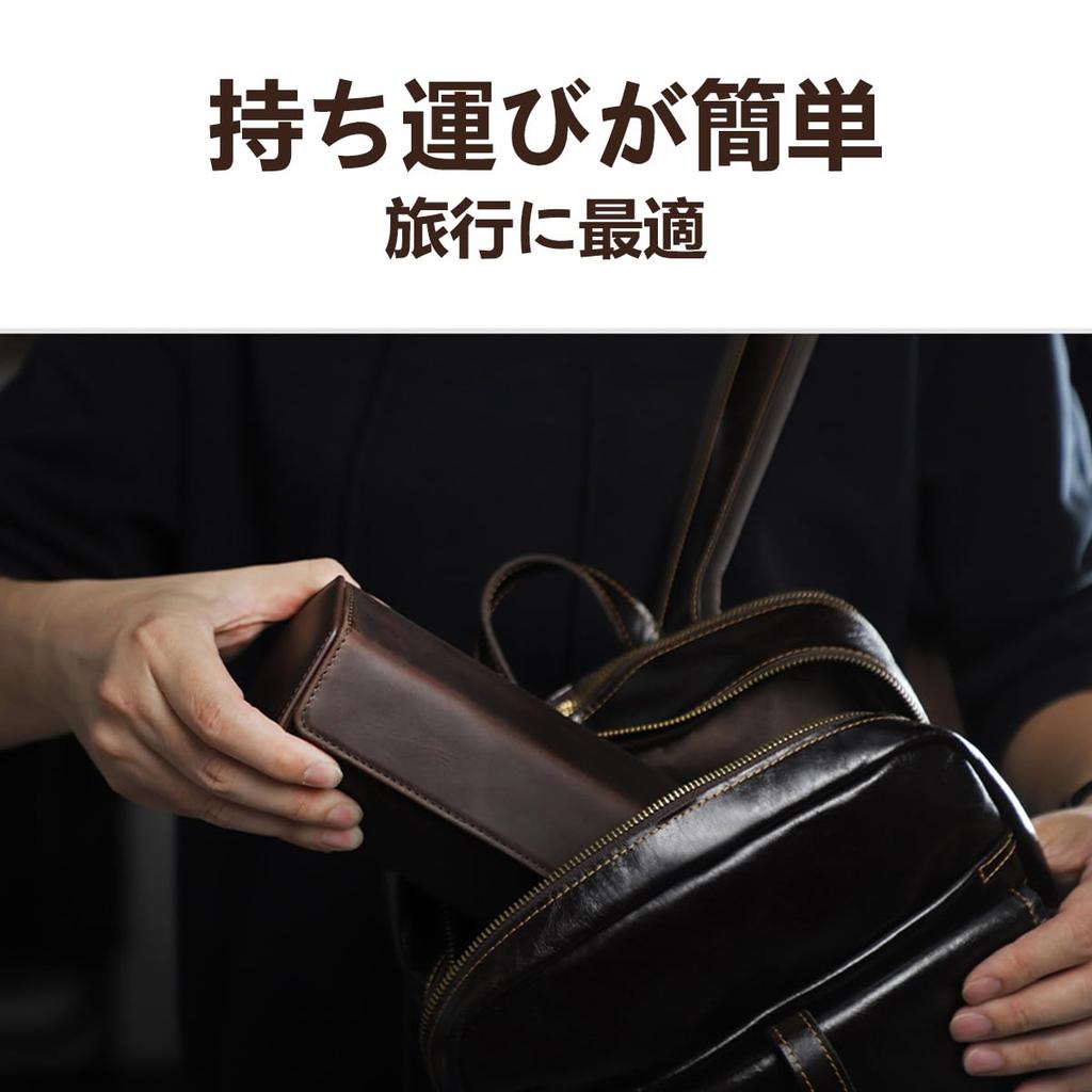 Hiram Hexagonal Genuine Leather Watch Watch Storage Waterproof and Shockproof Leather Watch Case for Travel and Storage 3-Watch Roll, Box,