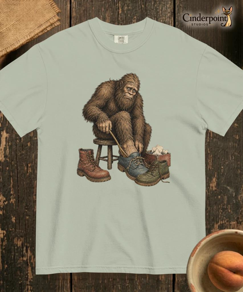 Bigfoot Shoe Shopping Comfort Colors T-Shirt Funny Cryptid Sasquatch Tee S-4XL