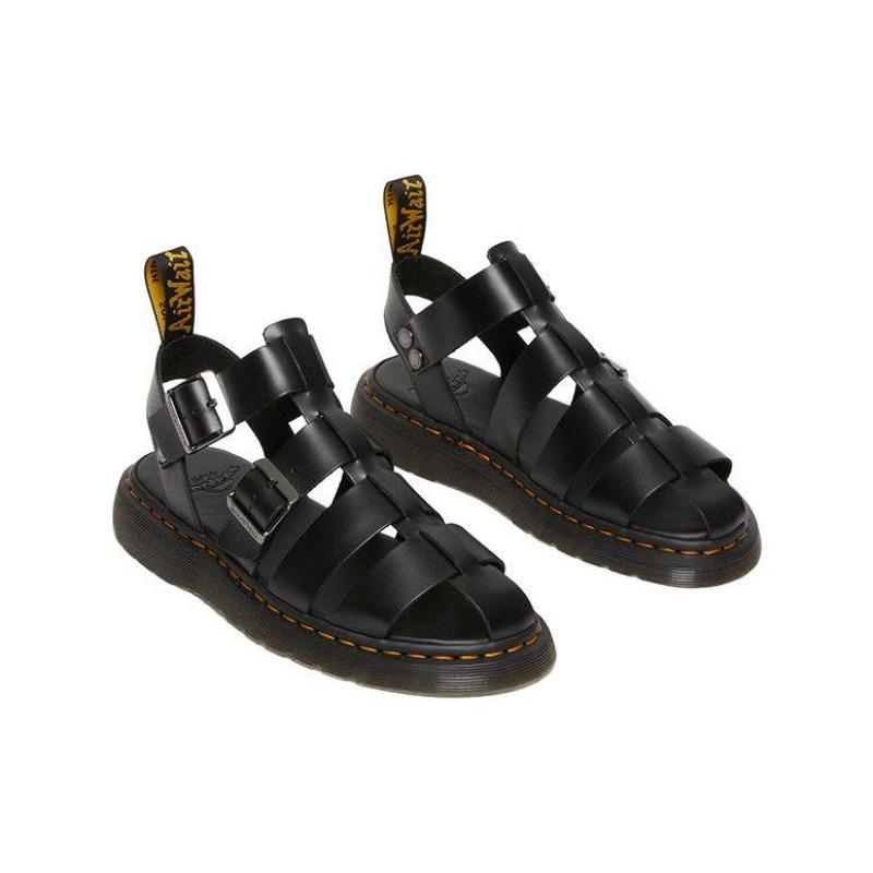 Dr. Martens Leather Hollow Out Roman Sandals Unisex Black 30766001
