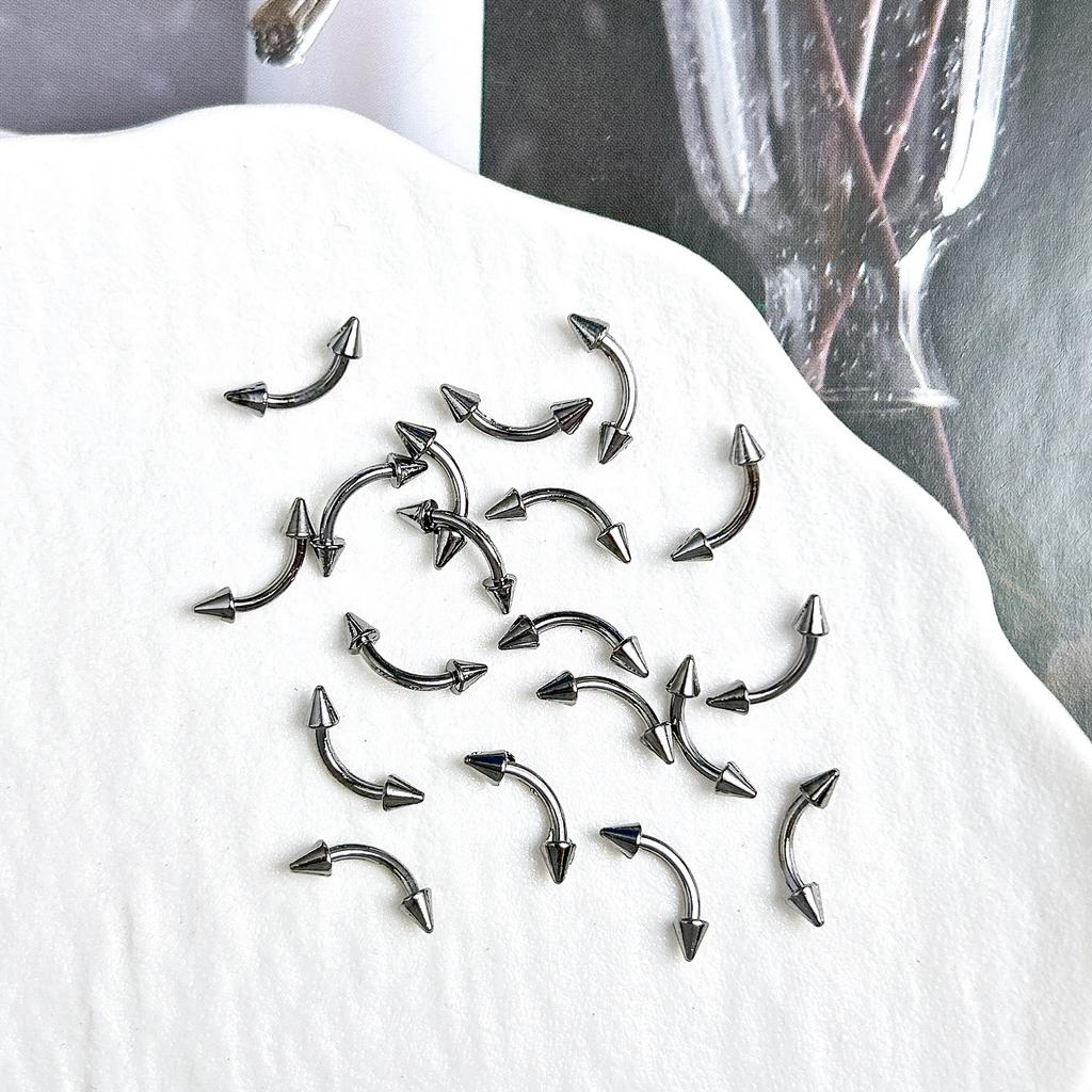 Legierung Gebogener Stab Augenbrauenstecker Außengewinde Doppelseitig Vergoldet Spitzkegel Punk Style Nagelkunst Zubehör DIY Nagel Süß Cool Dekoration DIY