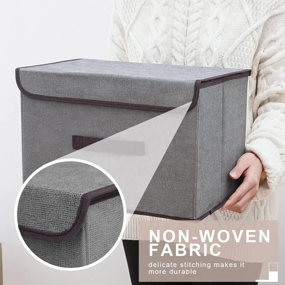 Non-Woven Fabric Storage Box Home Dustproof Bins Bedroom Cosmetics Bin with Lid Stackable Waterproof Clothing Underwear Boxes