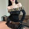 American Leopard Print Coffee Pleated Skirt: Spicy Girl Casual, Y2K Style for Autumn 2025