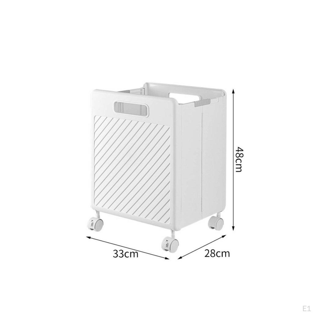Foldable Laundry Basket with Wheels Large Capacity Rolling Cart Space Saving Household