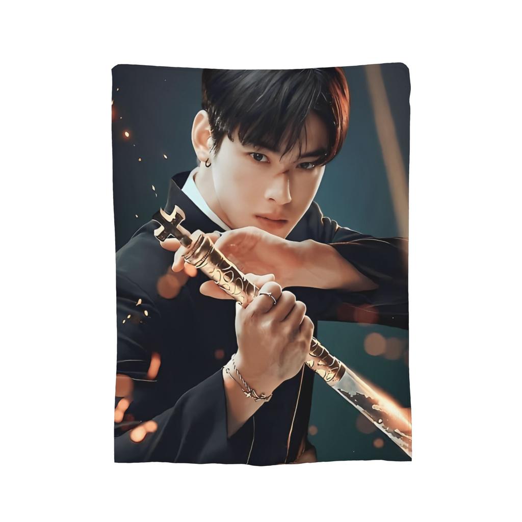 Coperta Cha Eun Woo Pile Corallo Peluche Inverno Kpop Portatile Leggera Sottile Coperte da Lancio per Letti Divano Trapunta