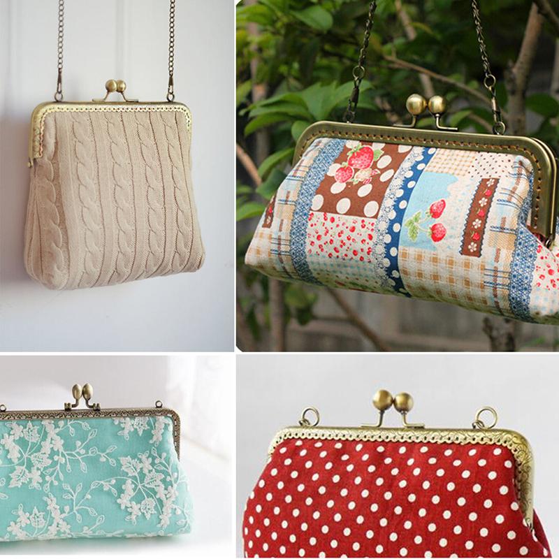 Bronze Diy Wallet Handbag Handle Metal Kiss Lock Frame Handle