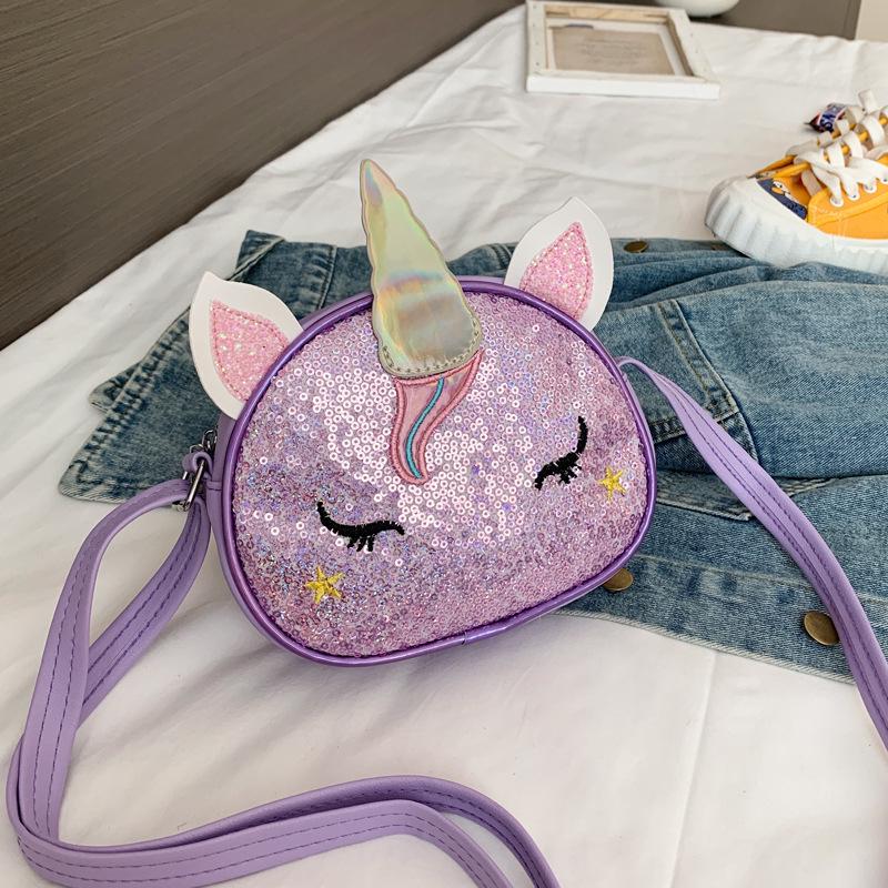 Iridescent Unicorn Cartoon Princess Crossbody Bag for Baby Girls