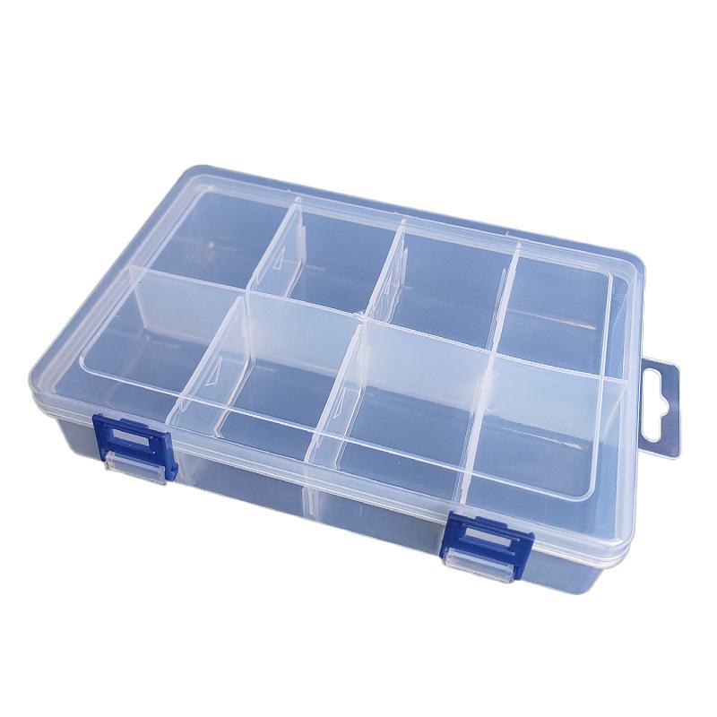 Large 8-Grid Transparent Plastic Storage Box with Double Buckle