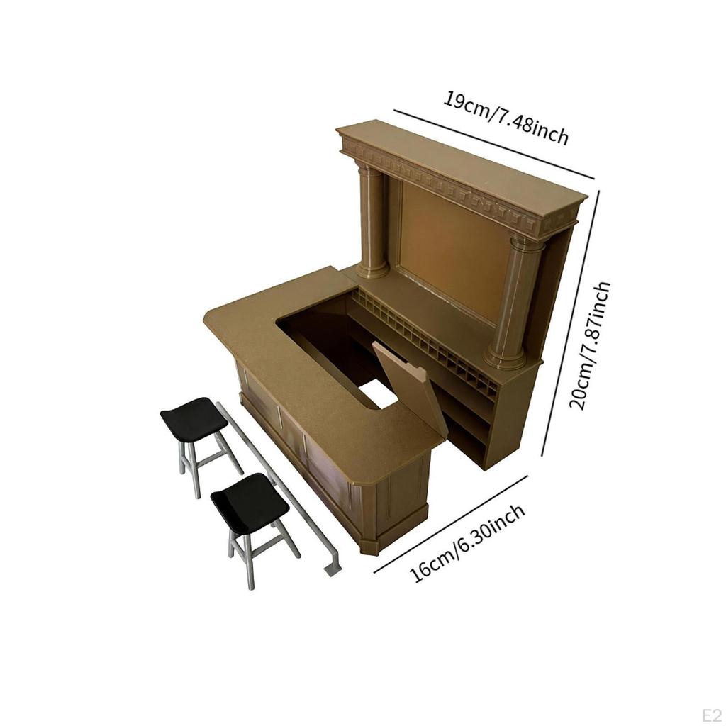 Bar Counter Model 1:12 Scale Authentic Dollhouse Decoration Accessories Miniature Furniture for Life
