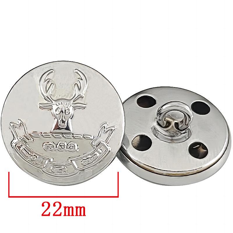Metal Buttons High-End Clothing Accessories Hand-Sewn Round Silver Buttons Uniform Tooling Jacket Shirt Shoulder Buttons