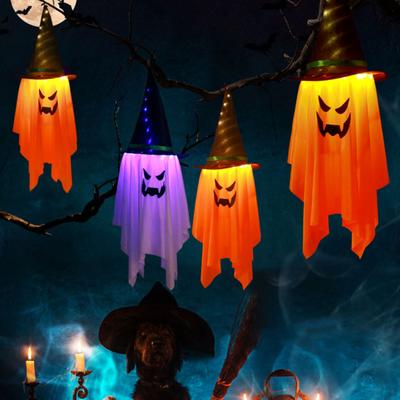 Lámpara fantasma con luz LED para Halloween, ideal para decorar tu porche, jardín o patio.