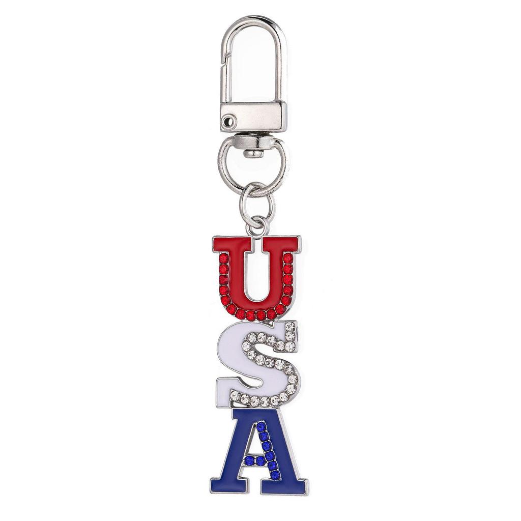 USA Independence Day Star & Flag Keychain Pendant