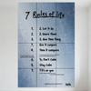 7 Rules of Life Metal Tin Sign Motivational Quotes Wall Decor with Handwritten Style for Home Bar Cafe Office Decoration