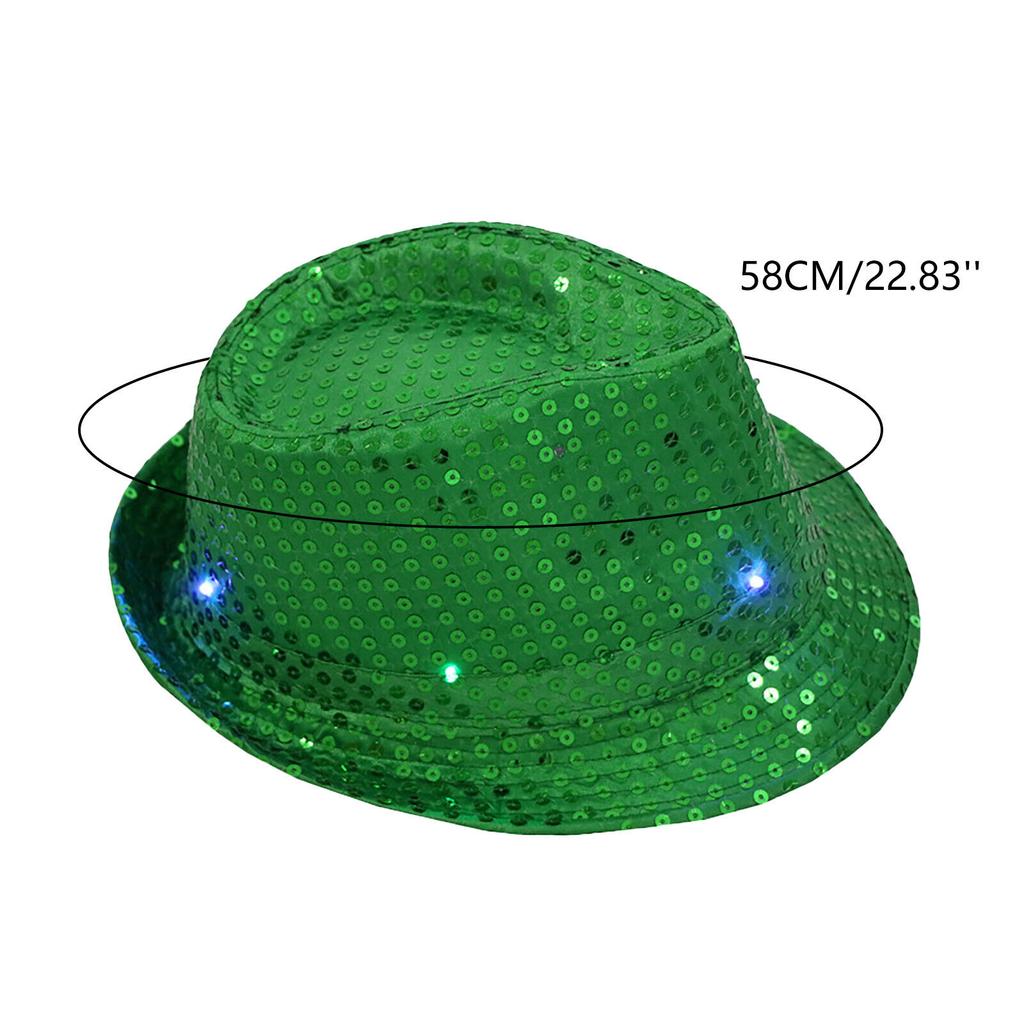 Klobouk Fedora Jazz Klobouk Kšiltovka Taneční klobouk Třpytivé Flitry Blikající LED Klobouk Společenský kostým