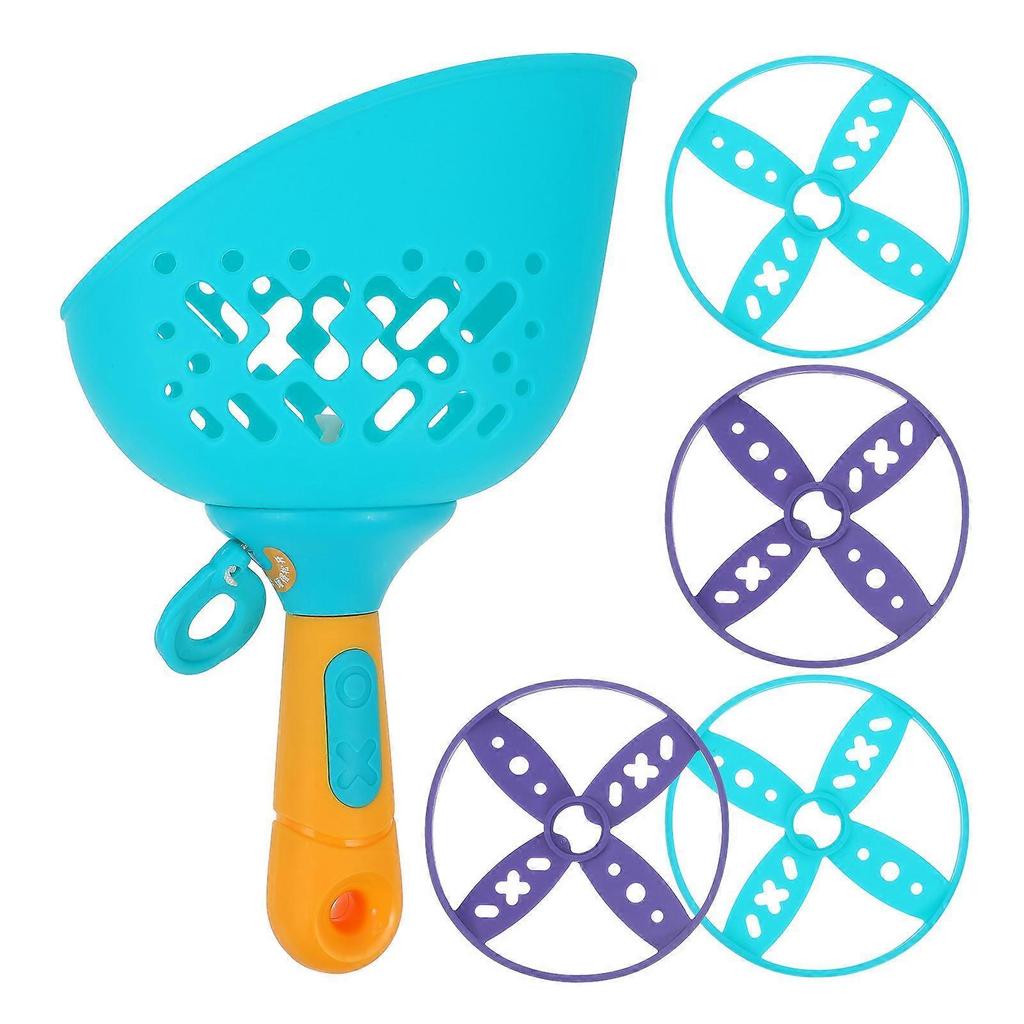 Children's Flying Disc Launcher Toy 2Sets Blue Outdoor Interactive Game