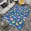 Kids Dinosaur Pattern Carpet with Colorful Animals and Blue Background Suitable for use as an anti-slip for living room bedroom sofas