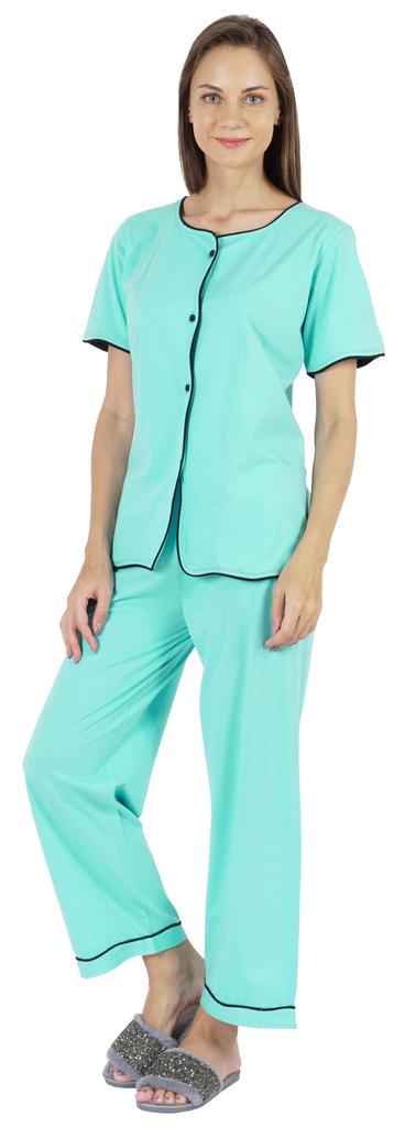 Inkmeso Damen Schlafanzug Set Oberteil Einfarbig Nachtwäsche Pj Loungewear 2-teiliges Set