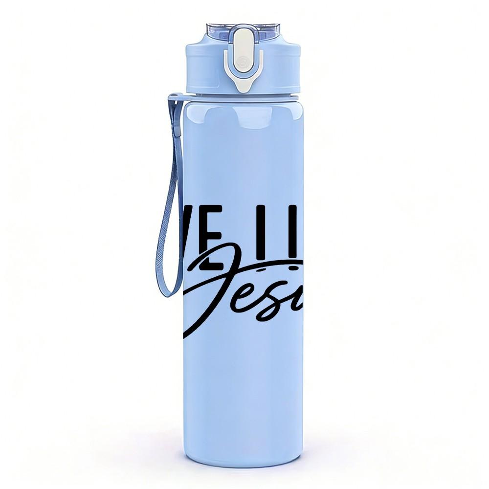 1PC Love Like Jesus Script Print 750ml Color Plastic Sports Water Bottle Leakproof Flip Straw Lid Suitable for Sports Office Home Use