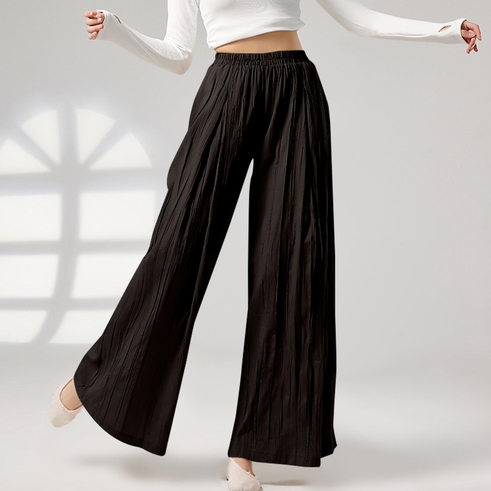 

Женские свободные повседневные пляжные брюки с высокой талией и широкими штанинами L чёрный