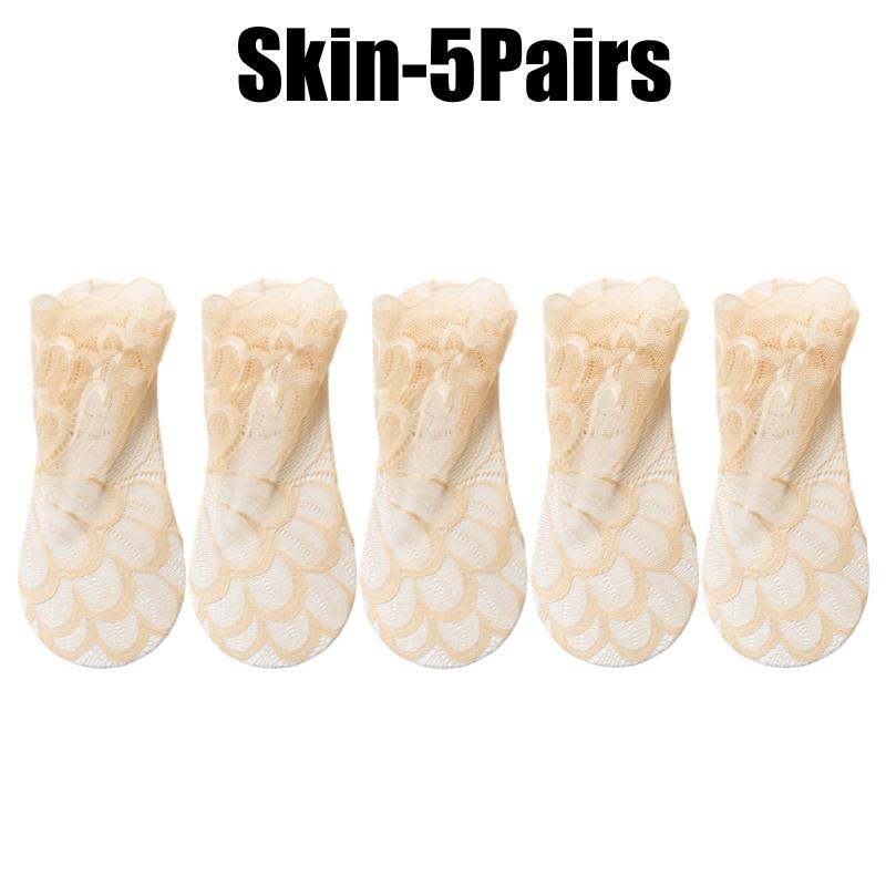 Fashion Women Lace Flower Mesh Socks Non-slip Invisible Liner Sock Female Elastic Comfy Thin Breathable Ankle Socks