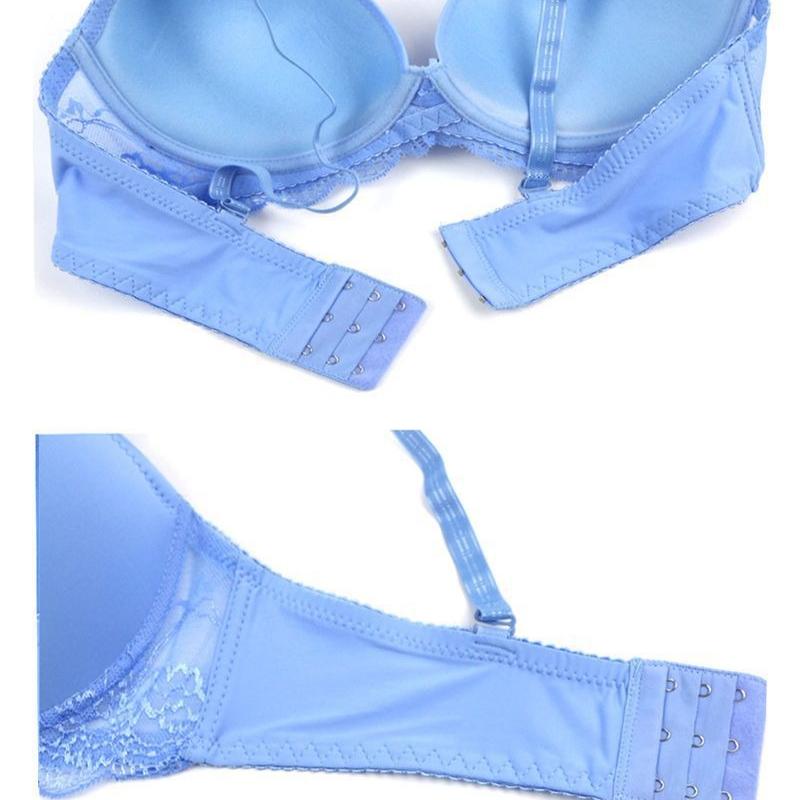 Sexy Lace Push-up Bra and Thong Set Plus-size Anti-sagging Lingerie with Skin-friendly Comfortable Panties