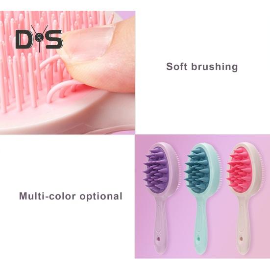 Doppelseitige, gezahnte Shampoo-Bürste, langer Griff, Kopfhautmassage, tragbarer Kamm zum Entwirren von nassem und trockenem Haar, Haarreinigungswerkzeug, Körperwäscher