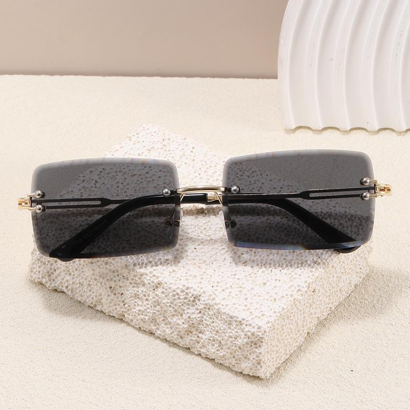 Square Shape Sunglasses For Women Rimless Cut Edge Anti-Glare Men Sun Glass European American Sunglasses Woman