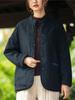 Johnature Women Chinese Style Linen Parkas Stand Long Sleeve Button Solid Color Coats Winter Vintage Warm Parkas Women