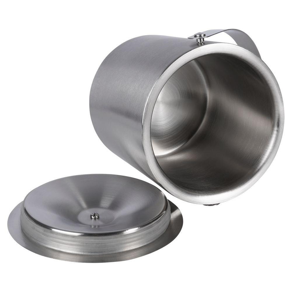 Steel Thermal Ice Bucket Thermos Container for Cubes + Tongs