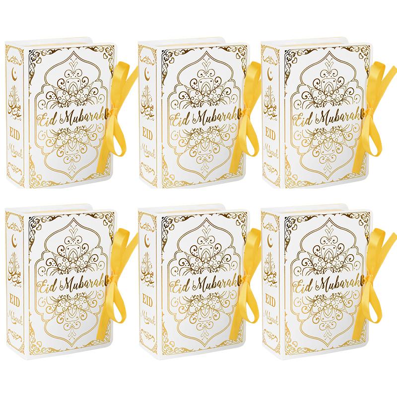 

3/5/10 шт. Подарочные коробки Ид Мубарак в форме книги, коробка для конфет и шоколада, пакет, исламский мусульманский фестиваль, сувениры для вечеринки, 2023, украшение Рамадана 3pcs