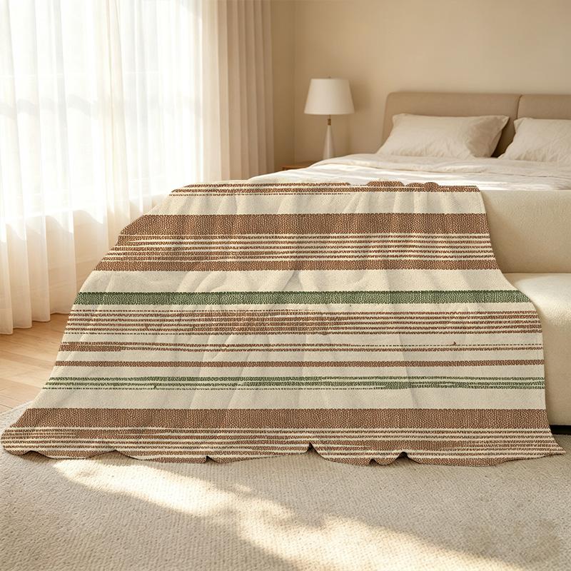 4 Seasons Striped Fleece Blanket | Thick Soft Warm, Perfect for Home Relax, Guest Room Single Use, Christmas & Halloween