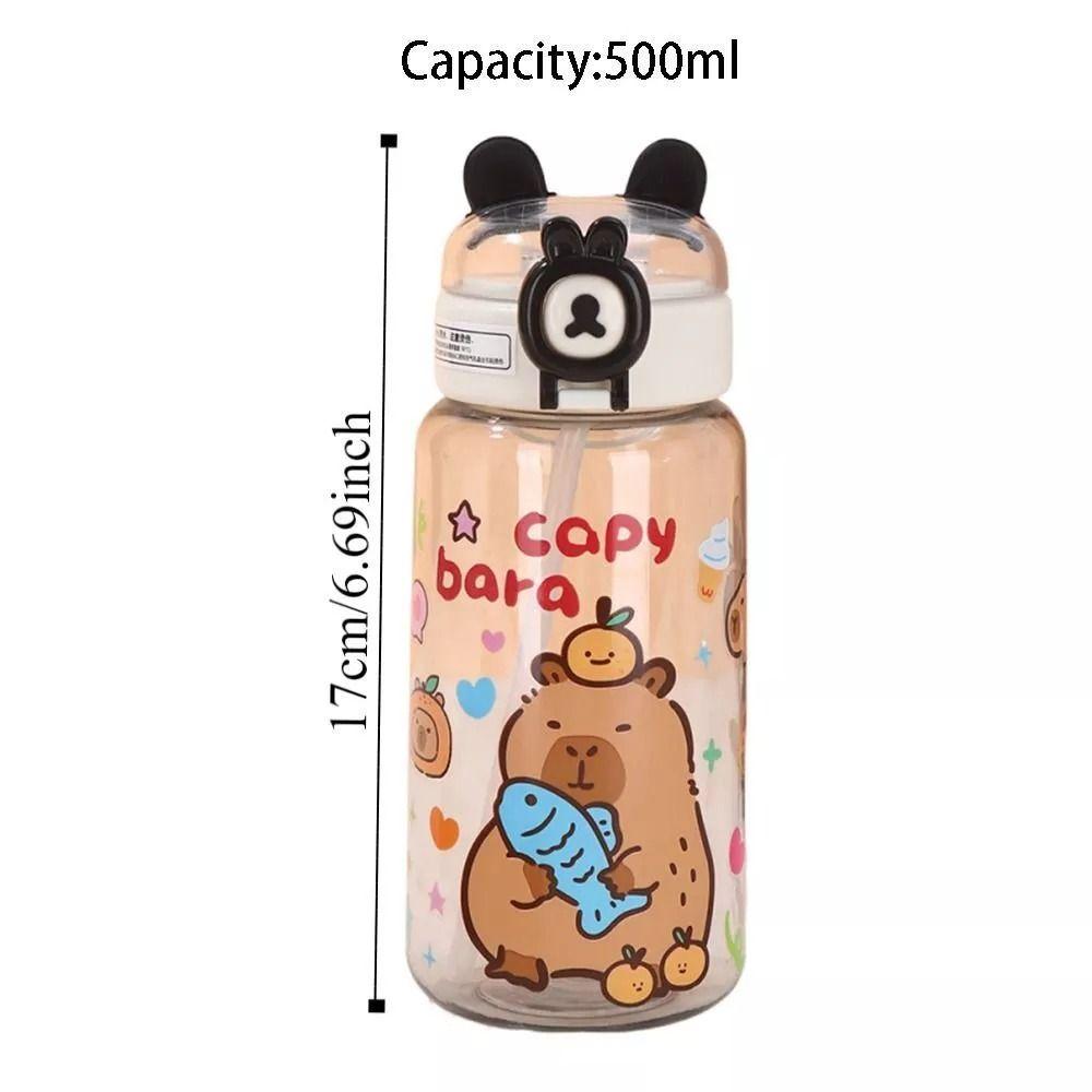 Large Capacity Capybara Water Bottle Cartoon Student Water Bottle Portable Straw Cup  Summer