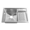 Top Mount Sink 304 Stainless Steel Drop In Sink Single Bowl Basin with Washboard Laundry Utility