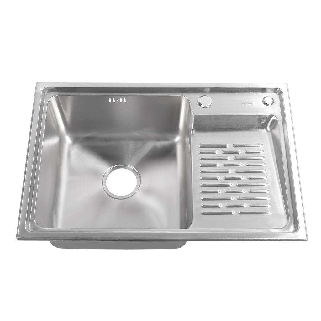 Top Mount Sink 304 Stainless Steel Drop In Sink Single Bowl Basin with Washboard Laundry Utility