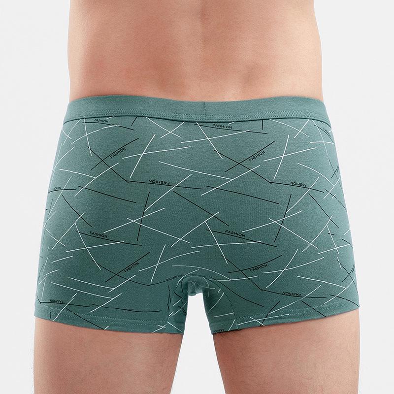 Men's 3D Printed Pure Cotton Boxer Briefs with U-Pouch, Mid-Waist.