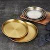 ZISIZ Gold Brushed Stainless Steel Round Serving Plate