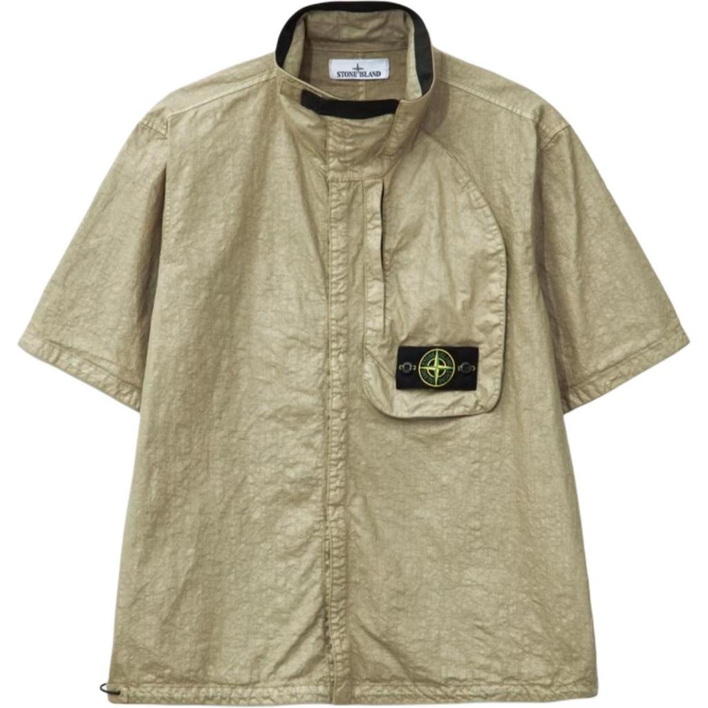 Stone Island SS25 Innovative Natural Nylon Chest Logo Short Sleeve Shirt Men shirts K1S1512000-28S0069-V0094