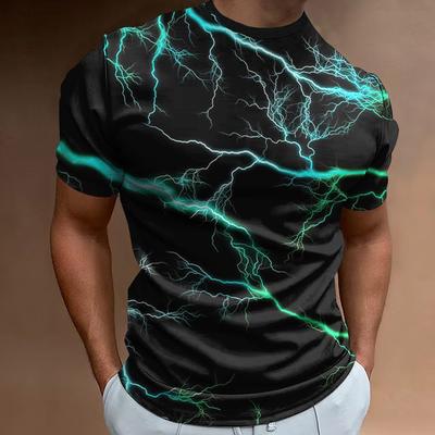 Kurzarm-T-Shirt mit Blitzmusterdruck für Herren Mode Herren-T-Shirt Street Casual Herrenbekleidung Locker Oversized T-Shirts 2024