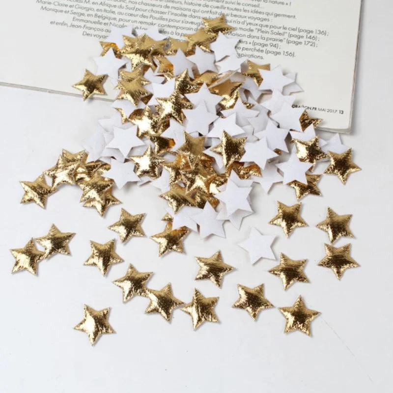 

100Pcs Gold Silver Stars for Christmas Party Decor Foam Fabric Stars DIY Scrapbook Cards Ornaments Embellishments Accessory золотой